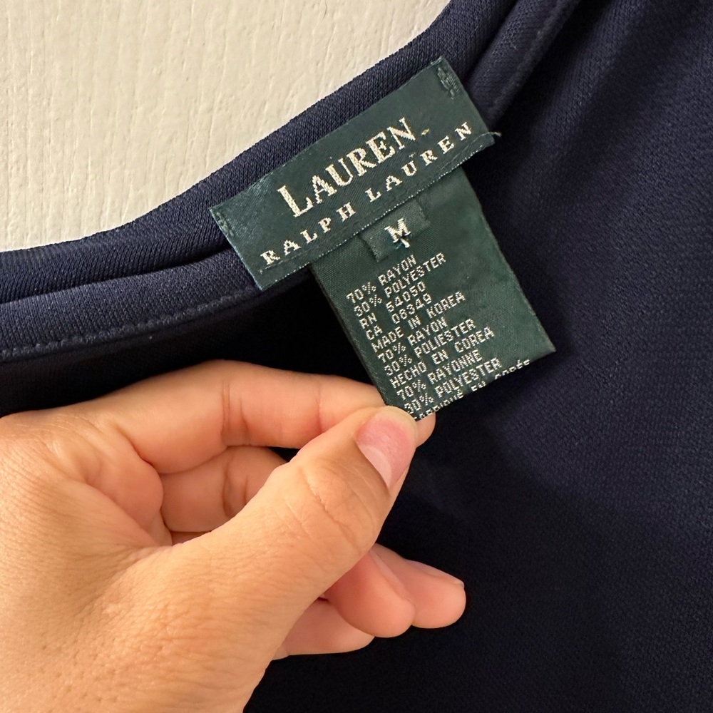 Lauren Ralph Lauren Vintage One Shoulder Navy Gown Medium - Picture 4 of 5